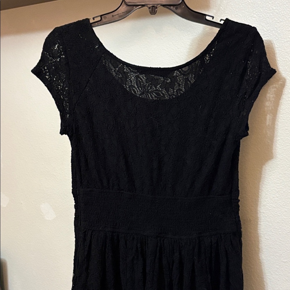 EShakti Black Lace Smocked Waist Fit and Flare Dress Sz 10 🖤 - Picture 6 of 10